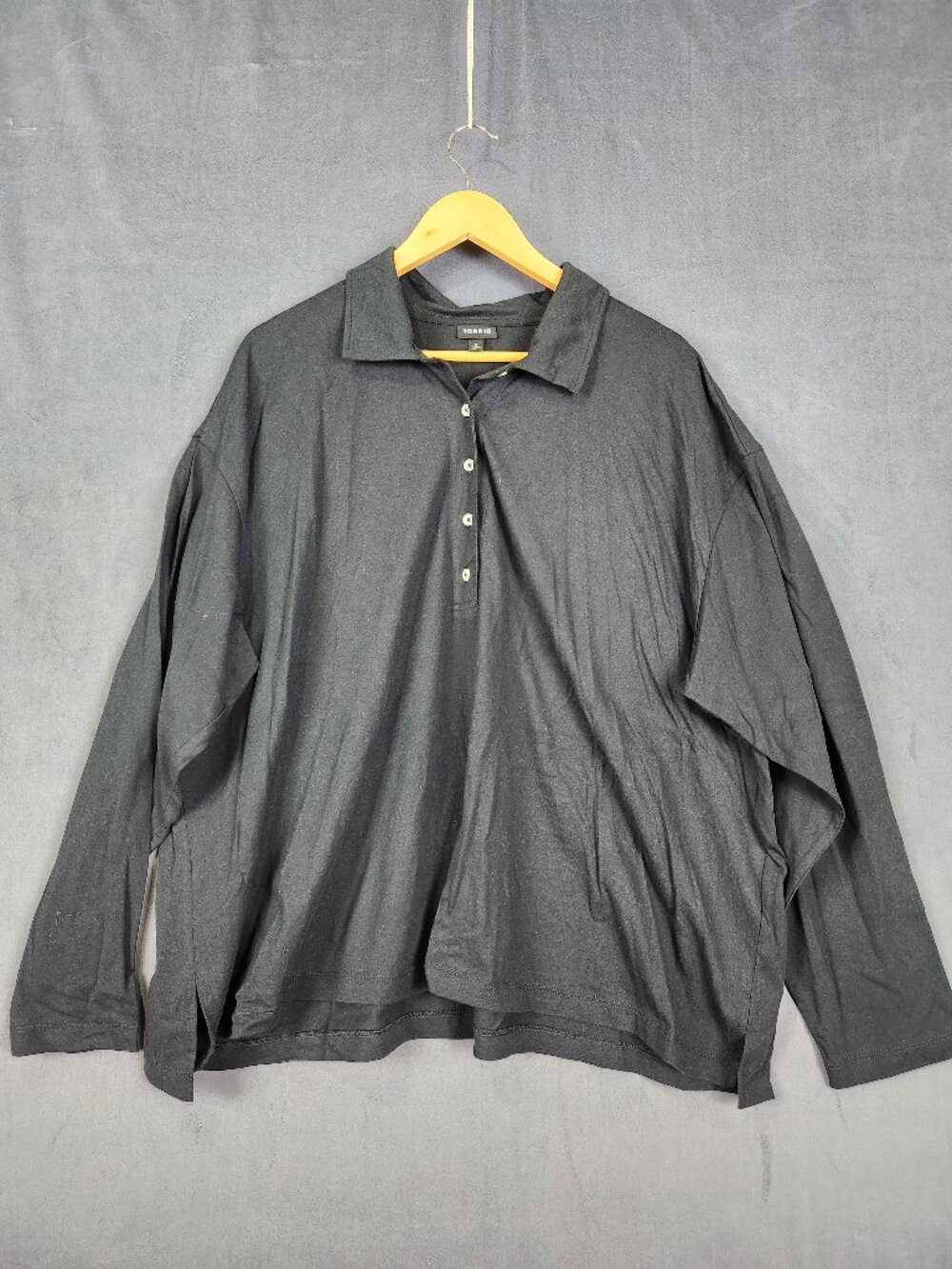 Torrid Black Long Sleeved Collared Polo Shirt Plus Size 2